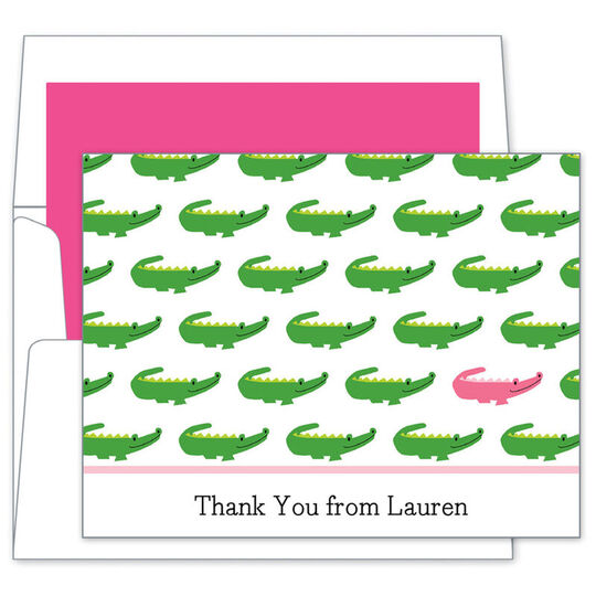 Alligator Repeating Pattern Folded Note Cards